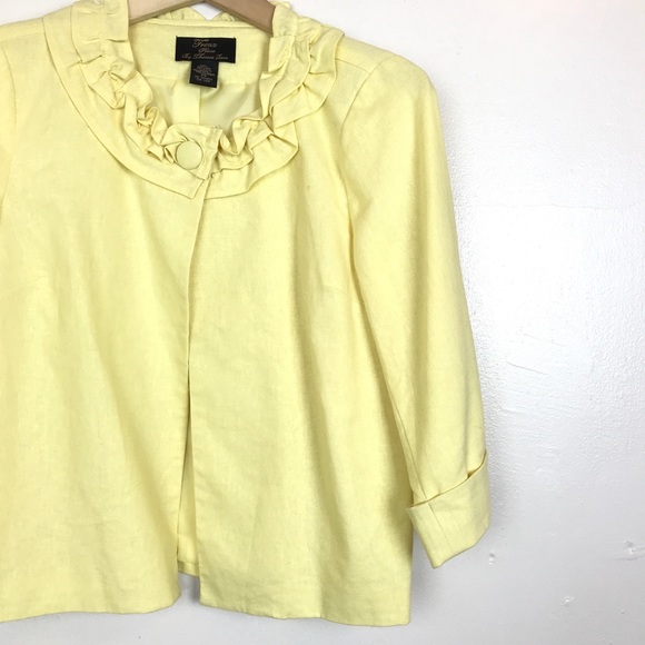 Vintage Trenz Yellow Button Ruffle Mad Men Jacket - Picture 3 of 8